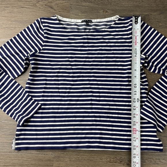 Theory Women’s Navy Blue And White Striped Long Sleeve Tee, size Small - Picture 5 of 8